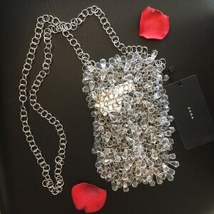 ZARA BNWT Mini Crystal Gemstone Embellished Crossbody Chain Bag